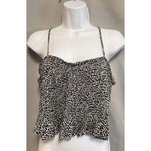 Y2K American‎ Eagle Outfitters animal print Tank Top Crop Beige blk Boho Size XL